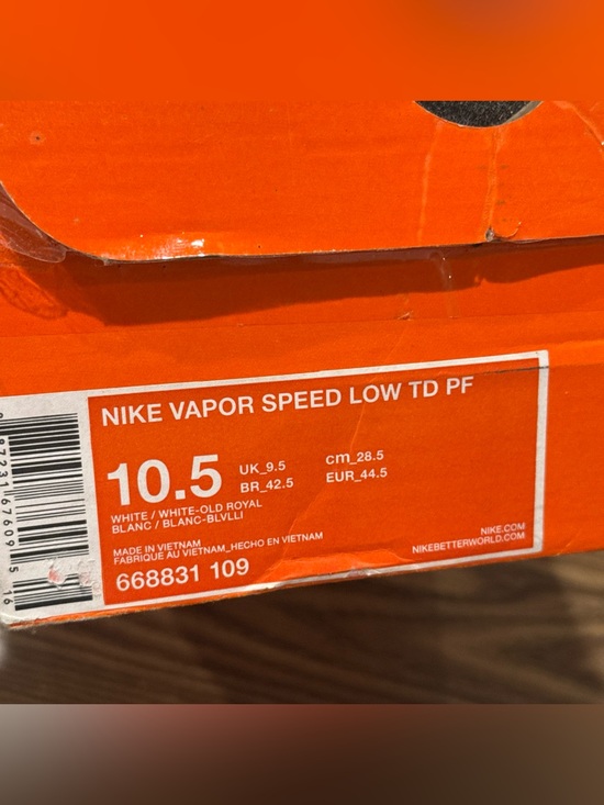 Size 10.5 Nike Vapor Speed Low TD Football Cleats Royal Blue White 668831-109 main image 4